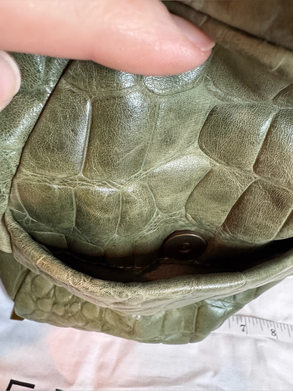 Liebeskind Berlin Olive Green Croc-Embossed Leather Crossbody Tote - Picture 3 of 14